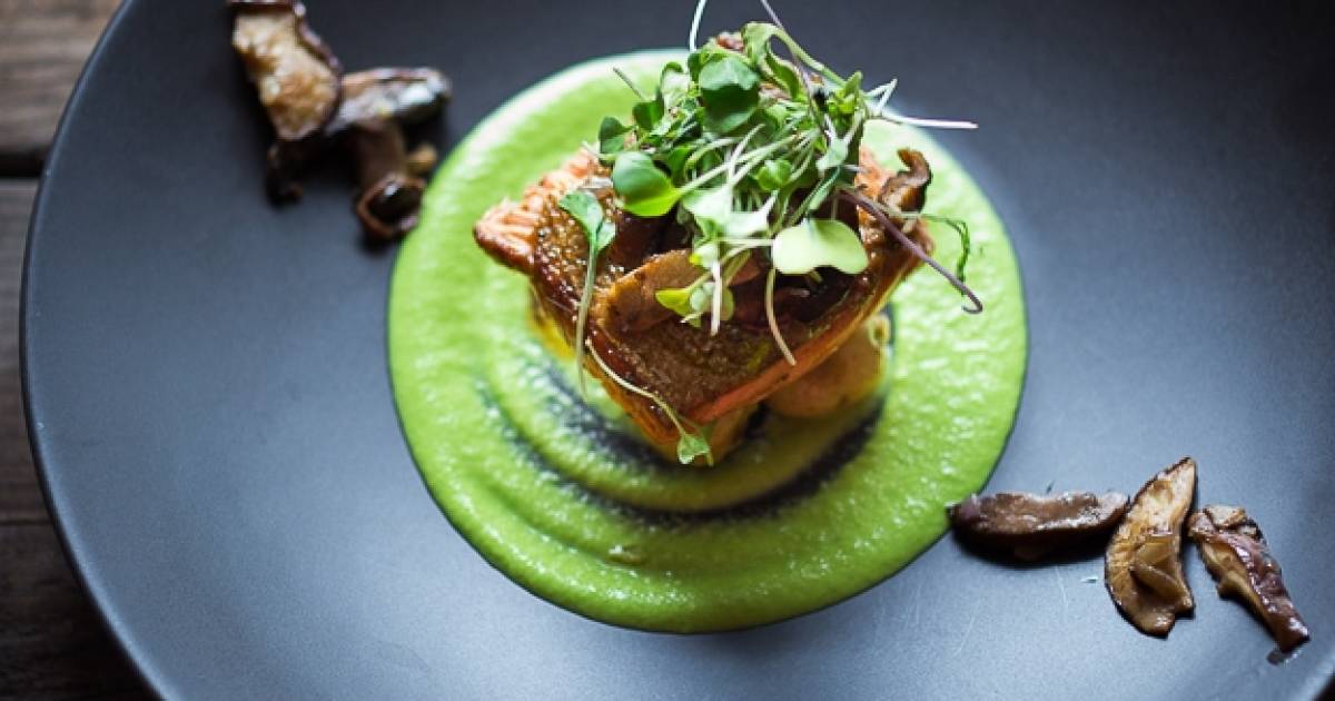 PAN TROUT WITH SPRING PEA SAUCE | catamaran Moya chef, Elena Nabilskagia suggests